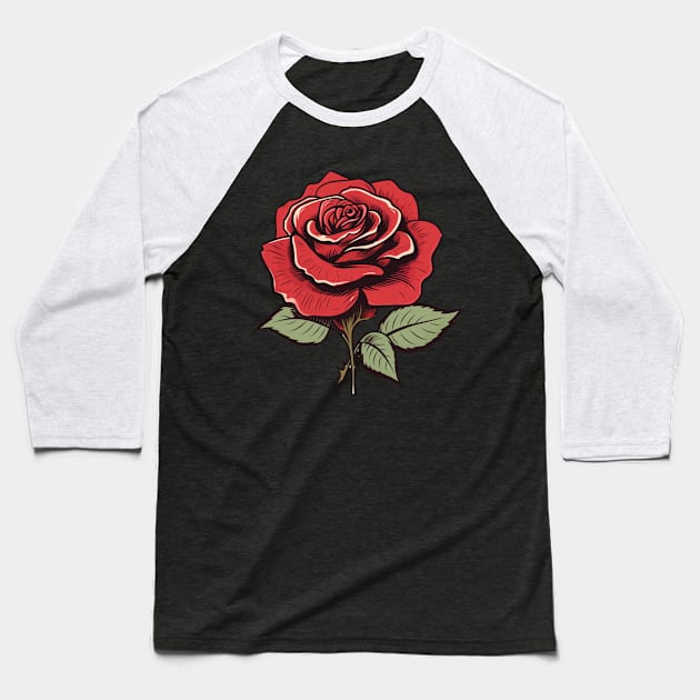 Lonely Rose Baseball T-Shirt by OscarVanHendrix